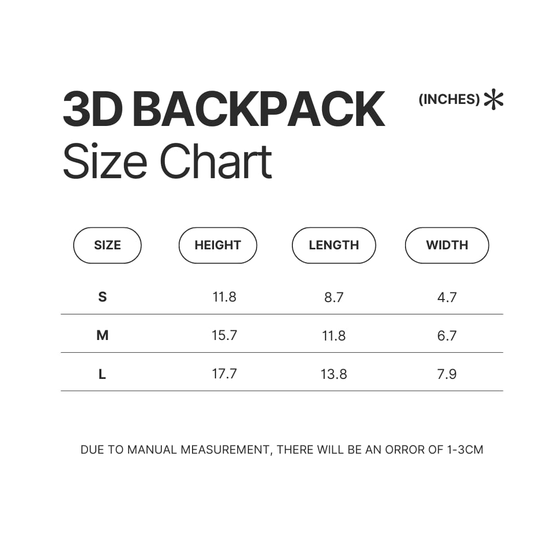 3D Backpack Size Chart - Astronomy Gifts UK