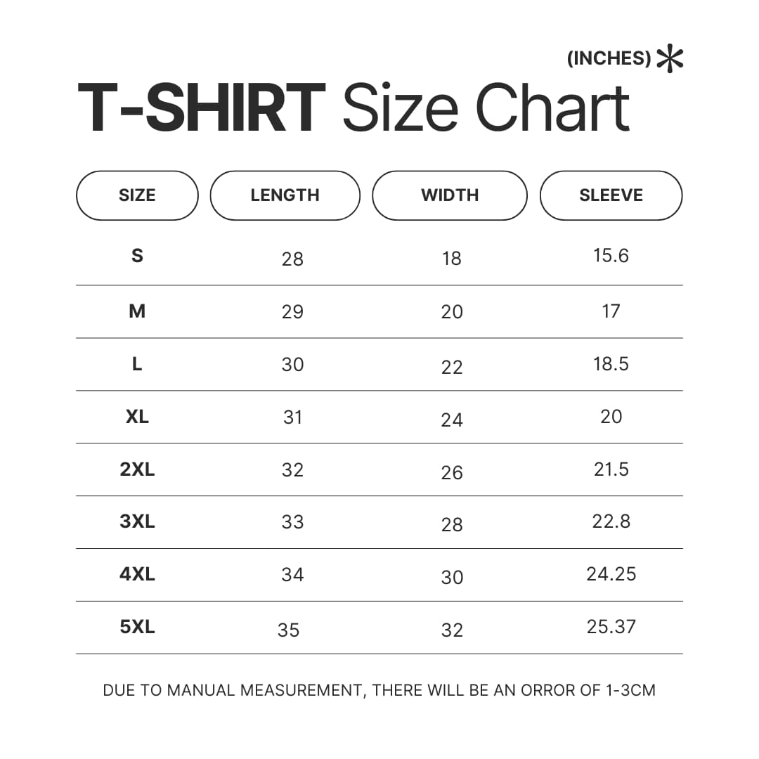 T shirt Size Chart - Astronomy Gifts UK