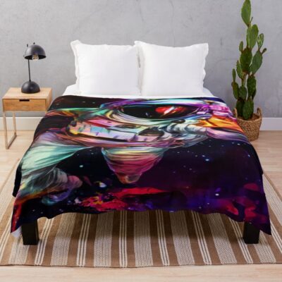 Deep Colour Astronaut In Space Throw Blanket