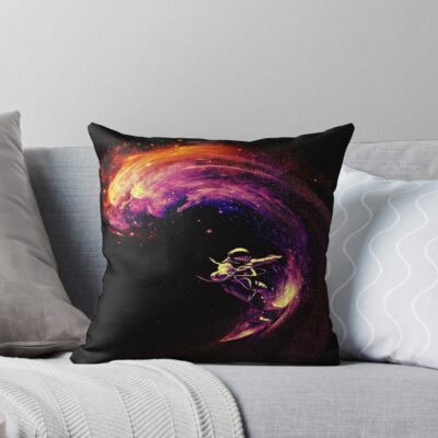 Space Surfing Across Cosmic Waves Throw Pillow